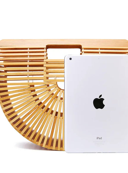 KissICON Y2k Fashionable Half-moon Hollow Bamboo Handbag