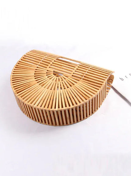 KissICON Y2k Fashionable Half-moon Hollow Bamboo Handbag