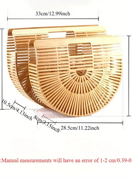 KissICON Y2k Fashionable Half-moon Hollow Bamboo Handbag