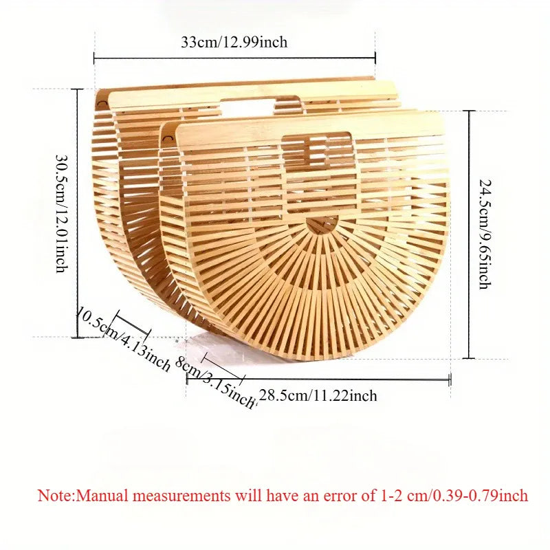 KissICON Y2k Fashionable Half-moon Hollow Bamboo Handbag