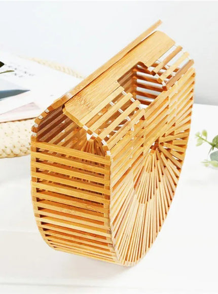 KissICON Y2k Fashionable Half-moon Hollow Bamboo Handbag