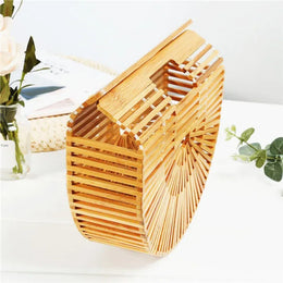 KissICON Y2k Fashionable Half-moon Hollow Bamboo Handbag