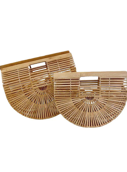 KissICON Y2k Fashionable Half-moon Hollow Bamboo Handbag