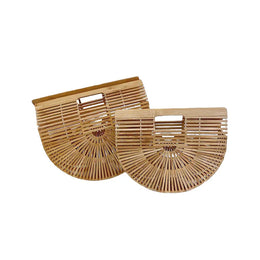 KissICON Y2k Fashionable Half-moon Hollow Bamboo Handbag
