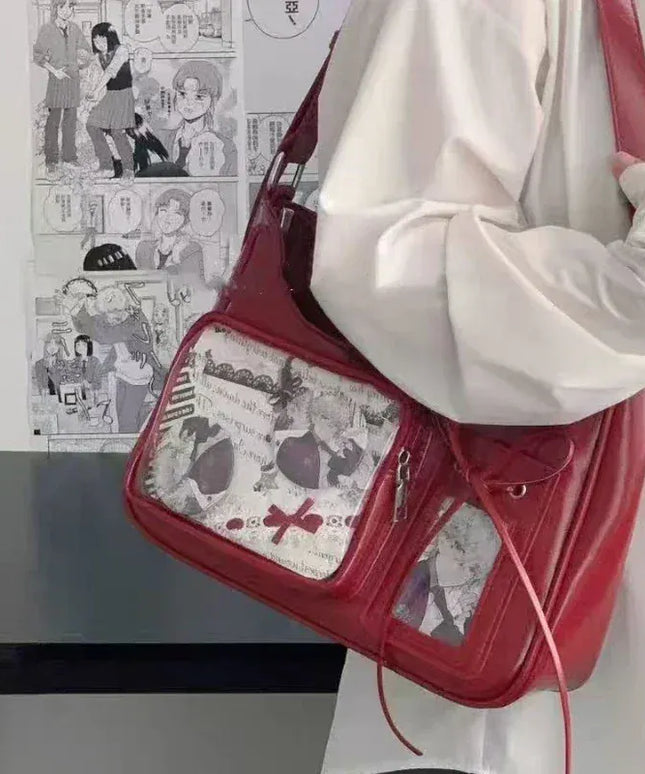 Dropshipman Y2k Harajuku Shoulder Bag Women Korean Transparent Ita Bag School Crossbody Bag Female Japanese Designer Preppy Handbag Purse