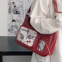 Dropshipman Y2k Harajuku Shoulder Bag Women Korean Transparent Ita Bag School Crossbody Bag Female Japanese Designer Preppy Handbag Purse