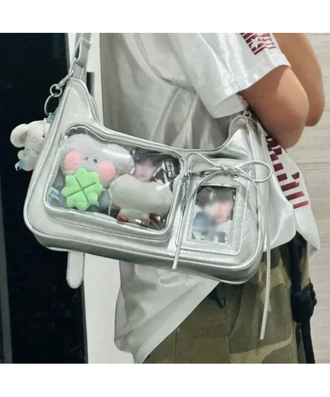 Dropshipman Y2k Harajuku Shoulder Bag Women Korean Transparent Ita Bag School Crossbody Bag Female Japanese Designer Preppy Handbag Purse