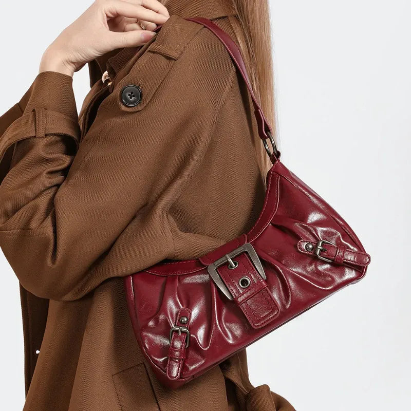 Dropshipman Y2K Retro Pleated Hobo Shoulder Bag for Women Hot Selling Maillard Style Underarm Bag Clutch Handbags for Travel Work Shopping