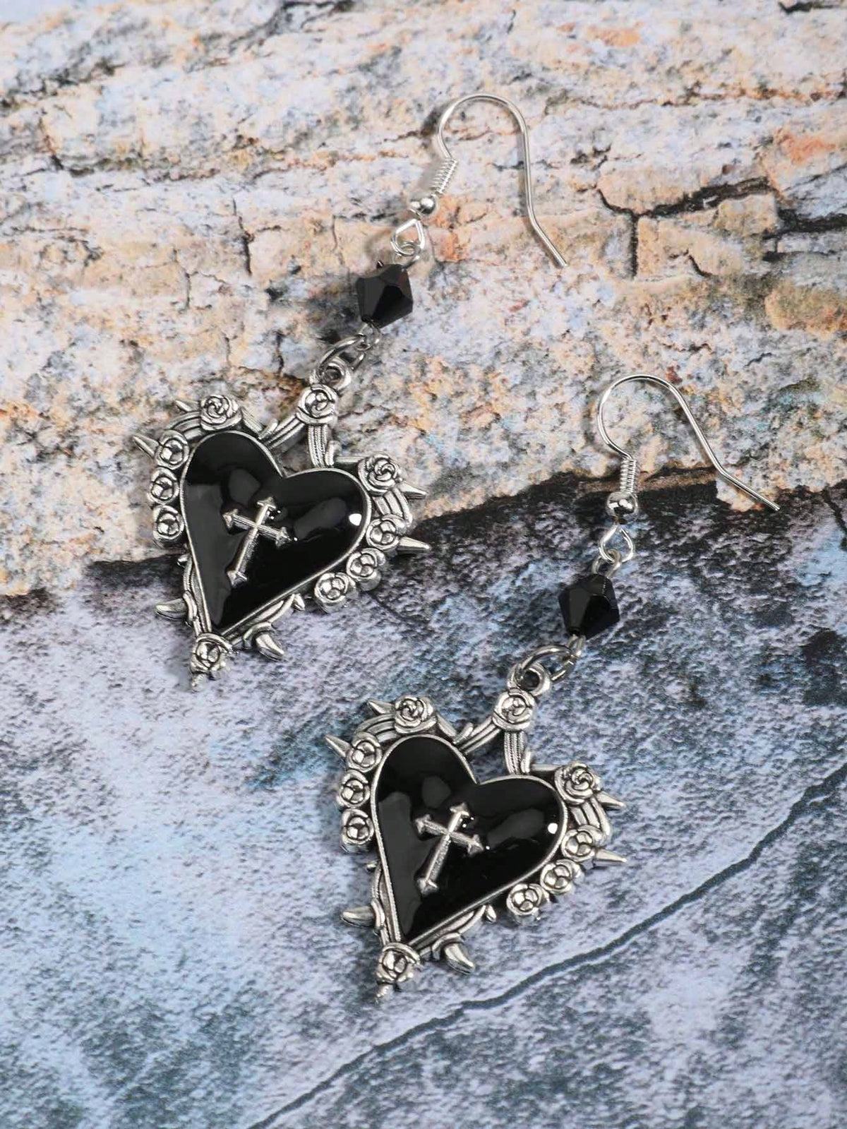KissICON Y2K Thorn Rose  Cross Beaded Hoop Earrings