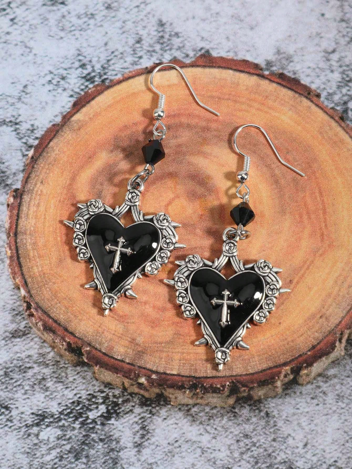 KissICON Y2K Thorn Rose  Cross Beaded Hoop Earrings