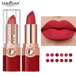 KissICON 💋 YABAOLIAN Lipstick 12 Colors - Waterproof Matte
