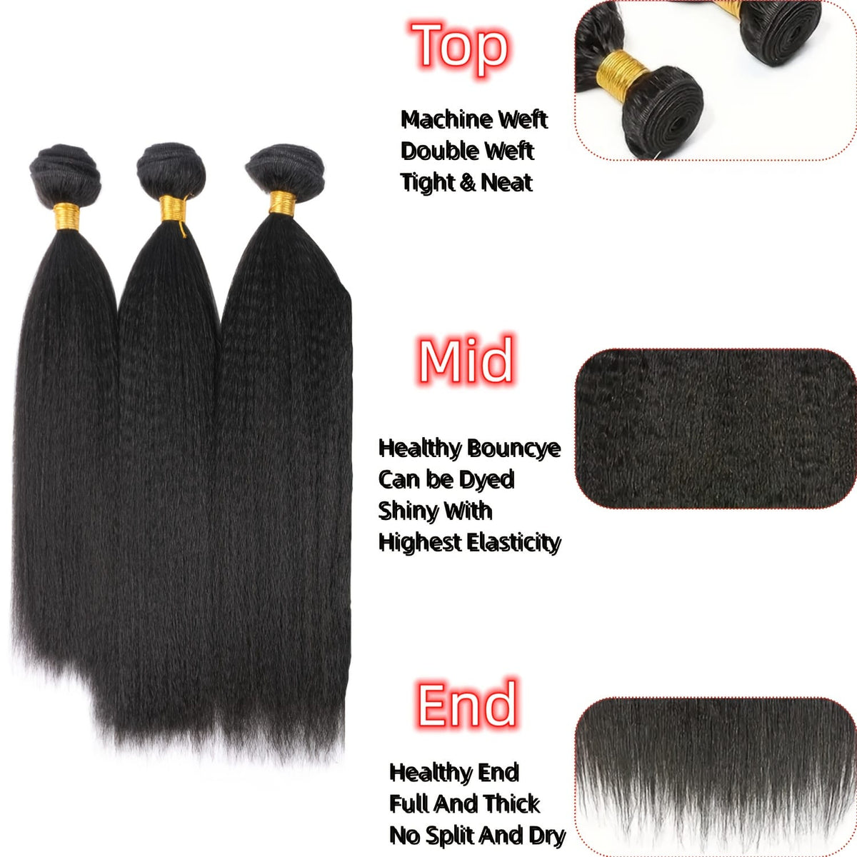 KissICON Yaki Straight Hair Extensions With Closure - Heat