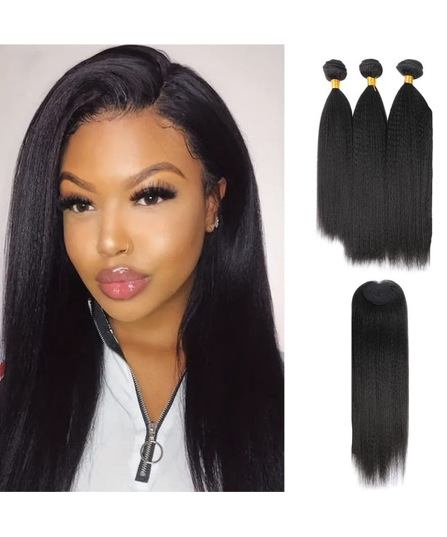 KissICON Yaki Straight Hair Extensions With Closure - Heat