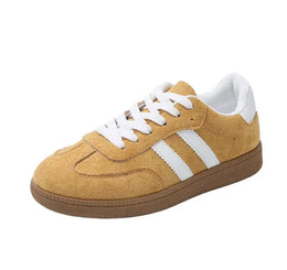 KissICON Footwear yellow / 40 Fashion Lace-Up Vulcanized Flat Sneakers for Women