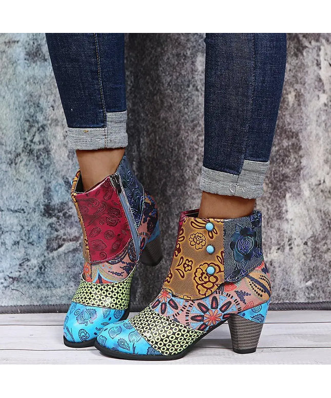 KissICON Yellow / 43 Vintage Leather Women Boots Bohemian New Female Retro
