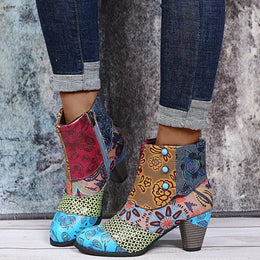 KissICON Yellow / 43 Vintage Leather Women Boots Bohemian New Female Retro