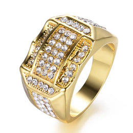 KissICON yellow gold / 9 Stylish 925 Sterling Silver Men S Ring With Diamond Encrusted Design Featuring Generous And Simple Temperament For Trendy Guys