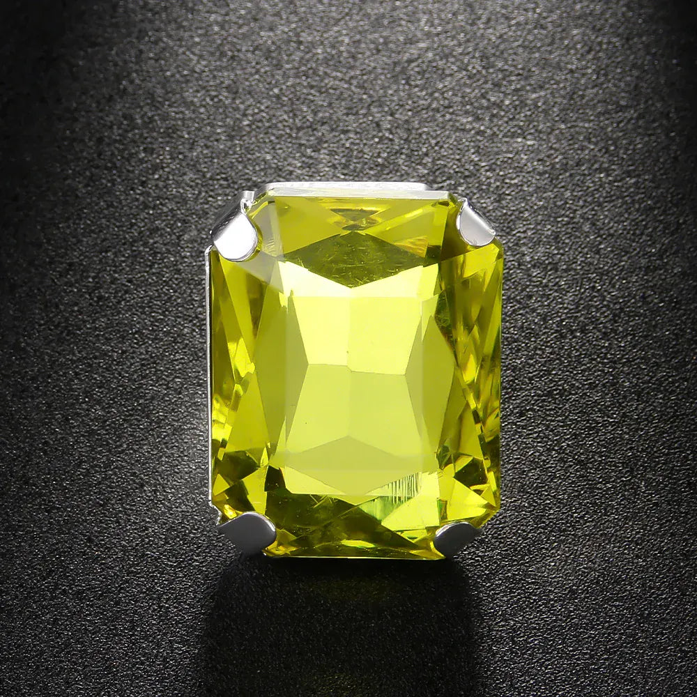 KissICON Yellow / Gold-color Kissicon Bohemian Blue Square Ring – Colorful Crystal