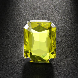 KissICON Yellow / Gold-color Kissicon Bohemian Blue Square Ring – Colorful Crystal