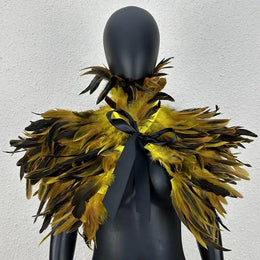KissICON yellow Halloween Makeup Ball Feather Party Costume Cloak Fake Collar Role Play