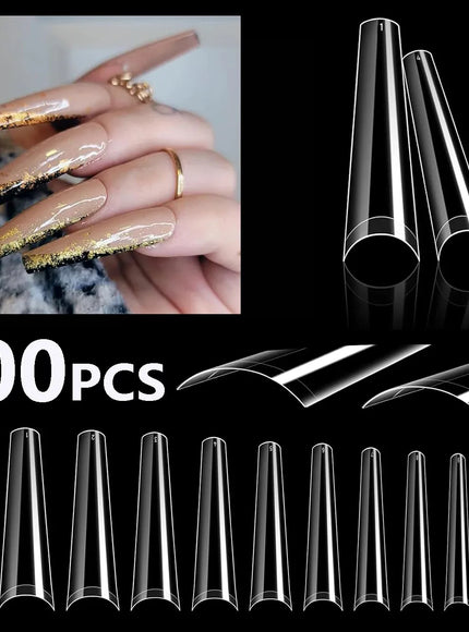 KissICON Yellow KissIcon Short Almond Nail Tips Clear Gel Press