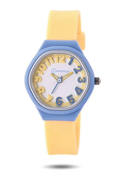 KissICON Yellow Uthai C14 Kids Digital Watch Waterproof Quiet For