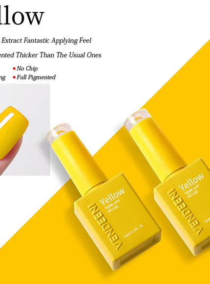 KissICON Yellow Vendeeni Gel Polish 15ml Soak Off UV LED
