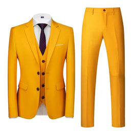 KissICON Yellow / XL 2026 Purple Slim Fit ThreePiece Mens Suit Set