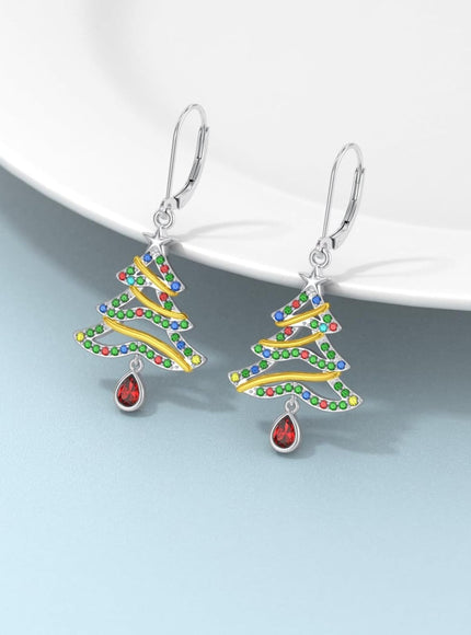 KissICON Yfn Sterling Silver Christmas Tree Earrings