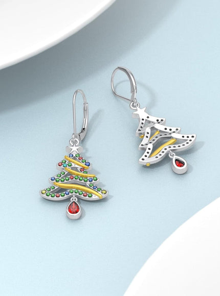 KissICON Yfn Sterling Silver Christmas Tree Earrings