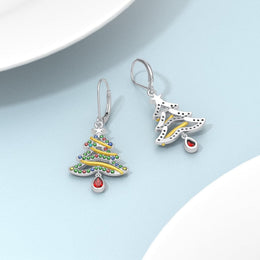 KissICON Yfn Sterling Silver Christmas Tree Earrings