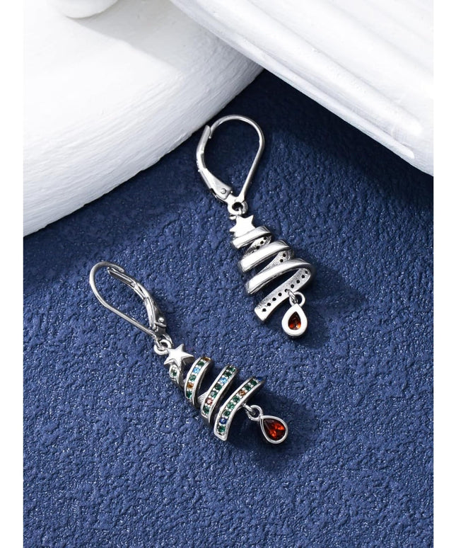 KissICON Yfn Sterling Silver Christmas Tree Earrings