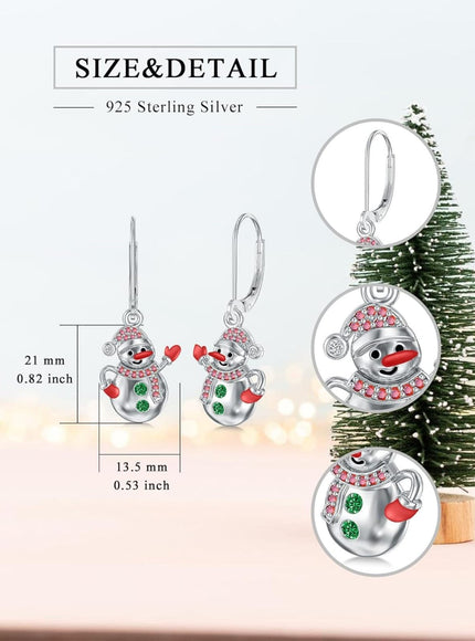 KissICON Yfn Sterling Silver Snowman Christmas Earrings