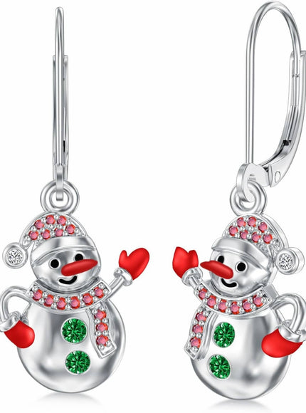 KissICON Yfn Sterling Silver Snowman Christmas Earrings