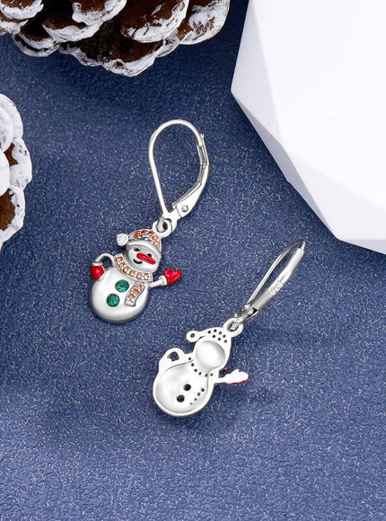KissICON Yfn Sterling Silver Snowman Christmas Earrings