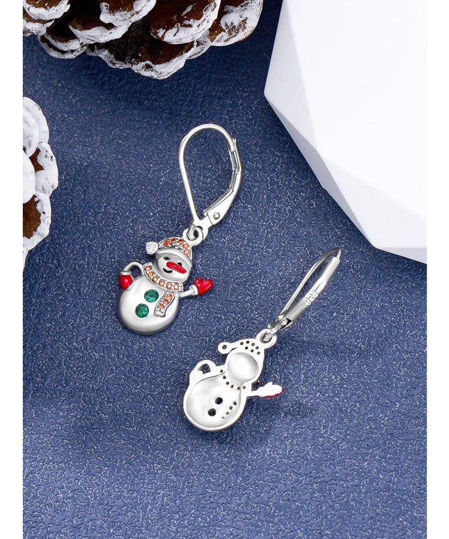KissICON Yfn Sterling Silver Snowman Christmas Earrings