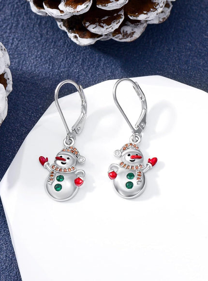 KissICON Yfn Sterling Silver Snowman Christmas Earrings