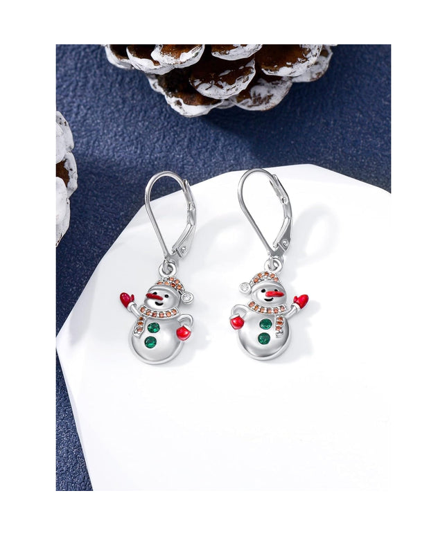 KissICON Yfn Sterling Silver Snowman Christmas Earrings