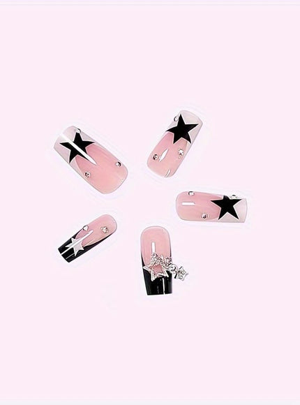 KissICON YLW371 KissIcon 24Pcs Nails Star Reusable Black French -