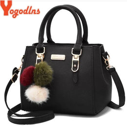 Dropshipman Yogodlns women beading pendant handbag ladies embossed shoulder bag ladies Messenger bag hairball bags high quality bag