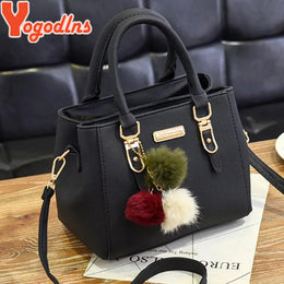 Dropshipman Yogodlns women beading pendant handbag ladies embossed shoulder bag ladies Messenger bag hairball bags high quality bag