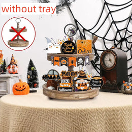 KissICON YXZH0285 Halloween 2D Wooden Desktop Sign, No Tray, Orange Black Car Magic Pot, Witch Dwarf Ghost Decoration, Halloween Home Decor