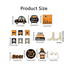 KissICON YXZH0285 Halloween 2D Wooden Desktop Sign, No Tray, Orange Black Car Magic Pot, Witch Dwarf Ghost Decoration, Halloween Home Decor