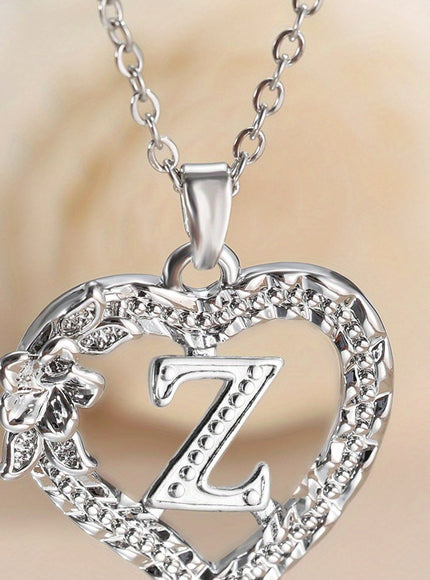 jkthpu-45 Z KissIcon Elegant Initial Heart Necklace - CZ Birthstone