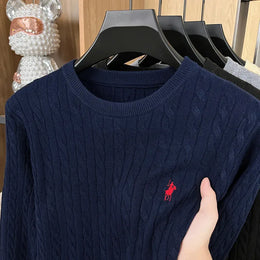 KissICON zang qing / L Luxury Mens Jacquard Embroidered Knit Sweater