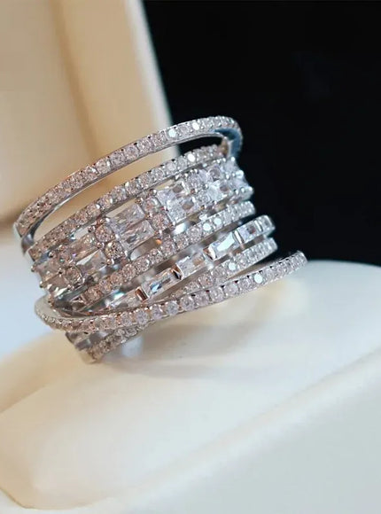 KissICON ZD0033-1 / 7 Kissicon Bling CZ Ring – Geometric Square Band
