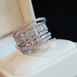 KissICON ZD0033-1 / 7 Kissicon Bling CZ Ring – Geometric Square Band