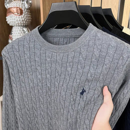 KissICON zhong hui / L Luxury Mens Jacquard Embroidered Knit Sweater