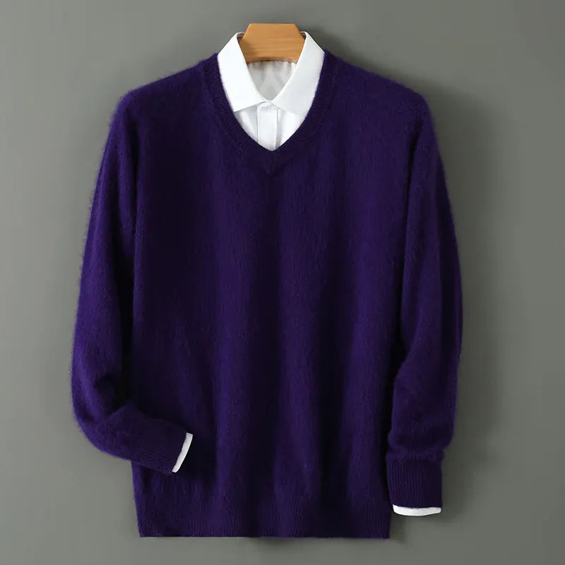 KissICON zi luo lan DBR025 / S / Pack of 1 Luxurious Mens Pure Mink VNeck Knit Sweater