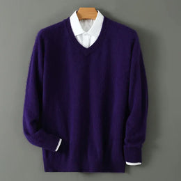 KissICON zi luo lan DBR025 / S / Pack of 1 Luxurious Mens Pure Mink VNeck Knit Sweater